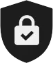 Padlock with tick on the shield